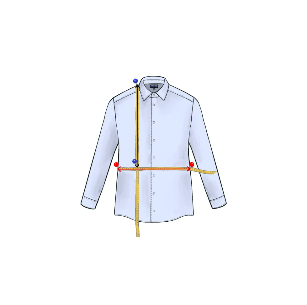 Longueur avant de la chemise et de la taille